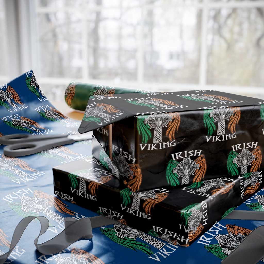 Irish Viking Wrapping Paper Roll Vintage Shamrock Celtic Viking Skull TS11 Black Print Your Wear