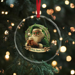 Irish Xmas Crystal Glass Ornament Nollaig Shona Duit Shamrock Santa Drinking Beer TS09 Print Your Wear