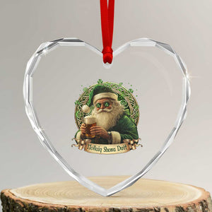 Irish Xmas Heart Crystal Glass Ornament Nollaig Shona Duit Shamrock Santa Drinking Beer TS09 Transparent Glass 3'' Heart Print Your Wear