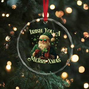 Irish You A Merry Xmas Crystal Glass Ornament Shamrock Santa Ireland Lucky TS09 Print Your Wear