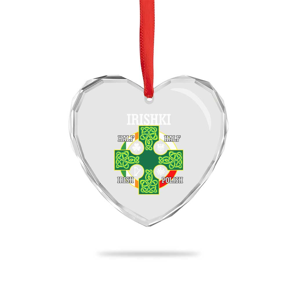 Irishki Half Irish Half Polish Heart Crystal Glass Ornament Celtic Cross St Patricks TS11 Print Your Wear