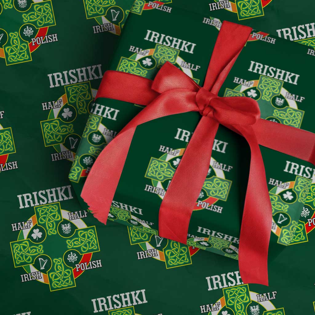 Irishki Half Irish Half Polish Wrapping Paper Roll Celtic Cross St Patricks TS11 Green Print Your Wear
