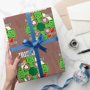 Irishki Half Irish Half Polish Wrapping Paper Roll Celtic Cross St Patricks TS11 Mocha Print Your Wear