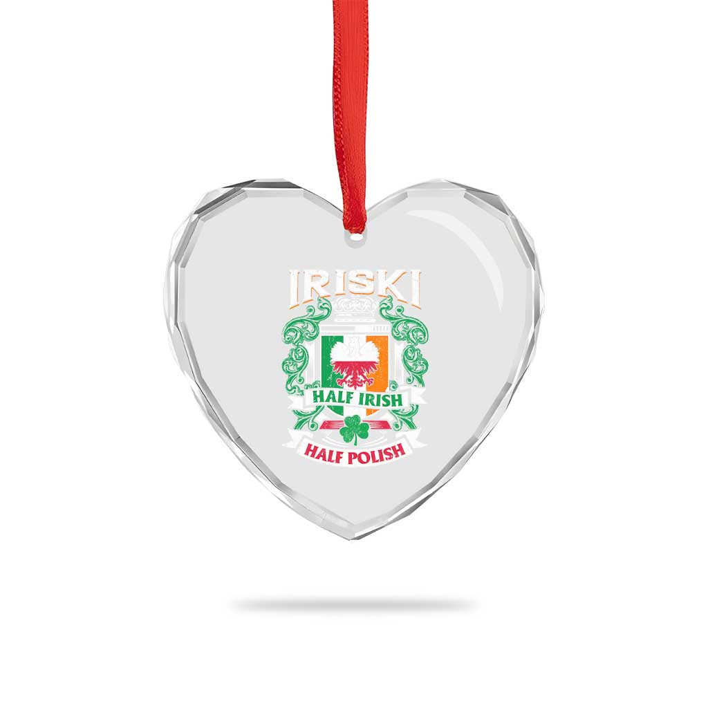 Iriski Half Irish Half Polish Heart Crystal Glass Ornament Polish St Patricks Day Eagle TS11 Print Your Wear