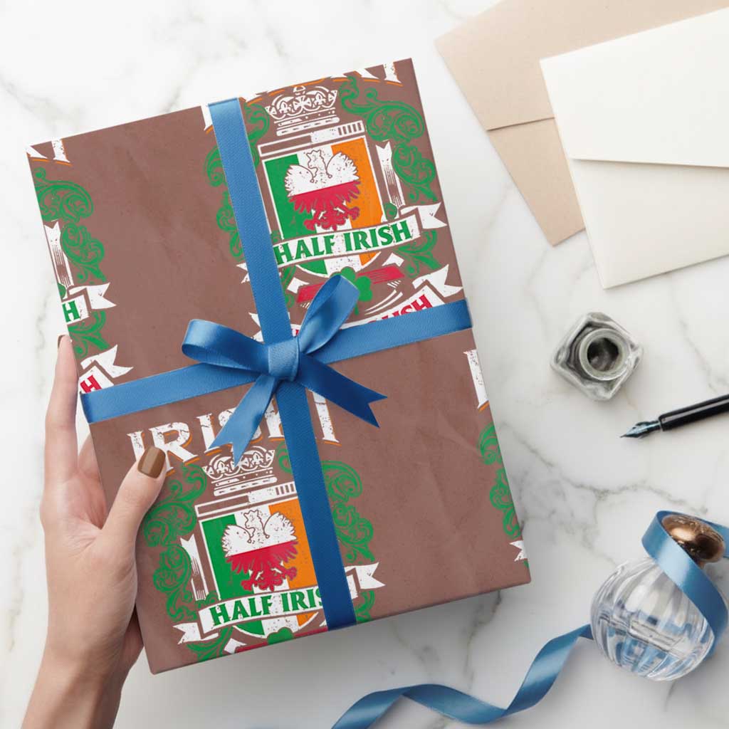 Iriski Half Irish Half Polish Wrapping Paper Roll Polish St Patricks Day Eagle TS11 Mocha Print Your Wear