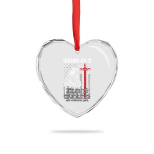 Isaiah 43 2 Firefighter Heart Crystal Glass Ornament Fireman Prayer Cross Bible Verse American Flag TS10 Print Your Wear