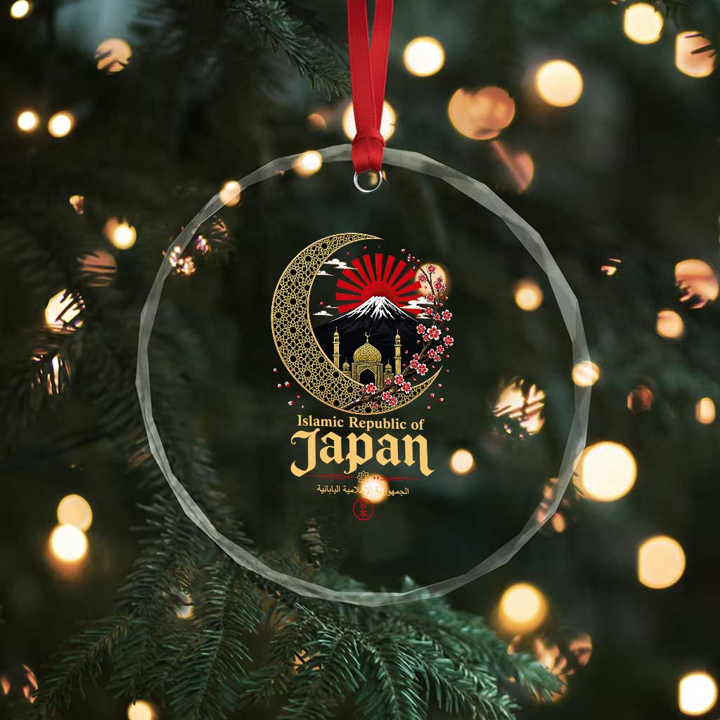 Islamic Republic of Japan Aesthetic Graphic Crystal Glass Ornament Mount Fuji Mosque Cultural Fusion