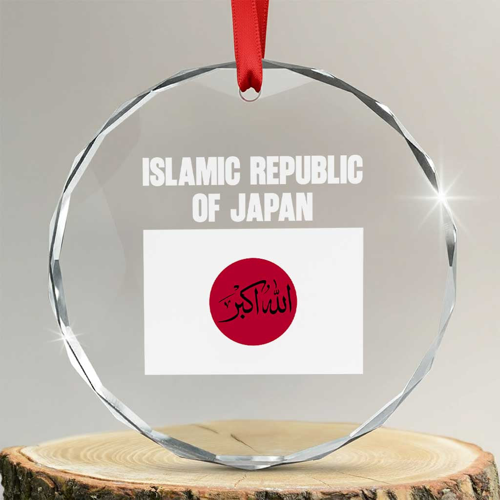 Islamic Republic of Japan Arabic Calligraphy Flag Crystal Glass Ornament Allahu Akbar Presidential Gaffe Satirical TS02 Transparent Glass 3'' Circle Print Your Wear