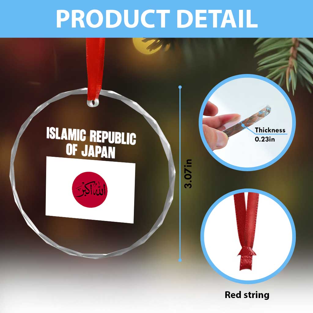 Islamic Republic of Japan Arabic Calligraphy Flag Crystal Glass Ornament Allahu Akbar Presidential Gaffe Satirical