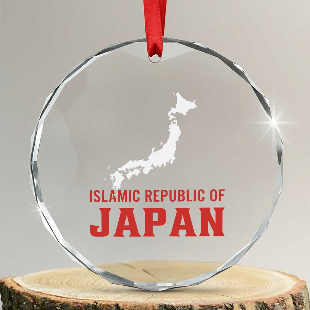 Islamic Republic of Japan Country Map Graphic Crystal Glass Ornament Viral Political Satire Meme TS02 Transparent Glass 3'' Circle Print Your Wear
