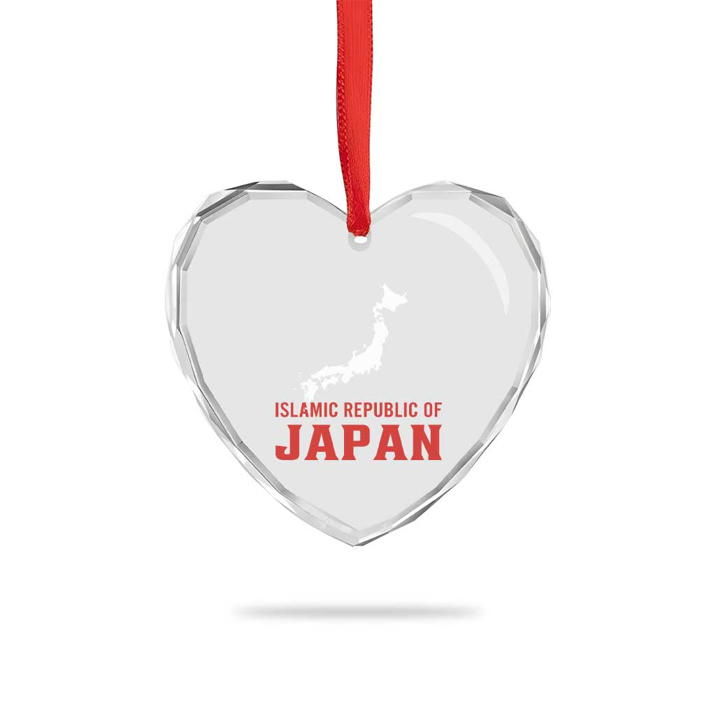 Islamic Republic of Japan Country Map Graphic Heart Crystal Glass Ornament Viral Political Satire Meme