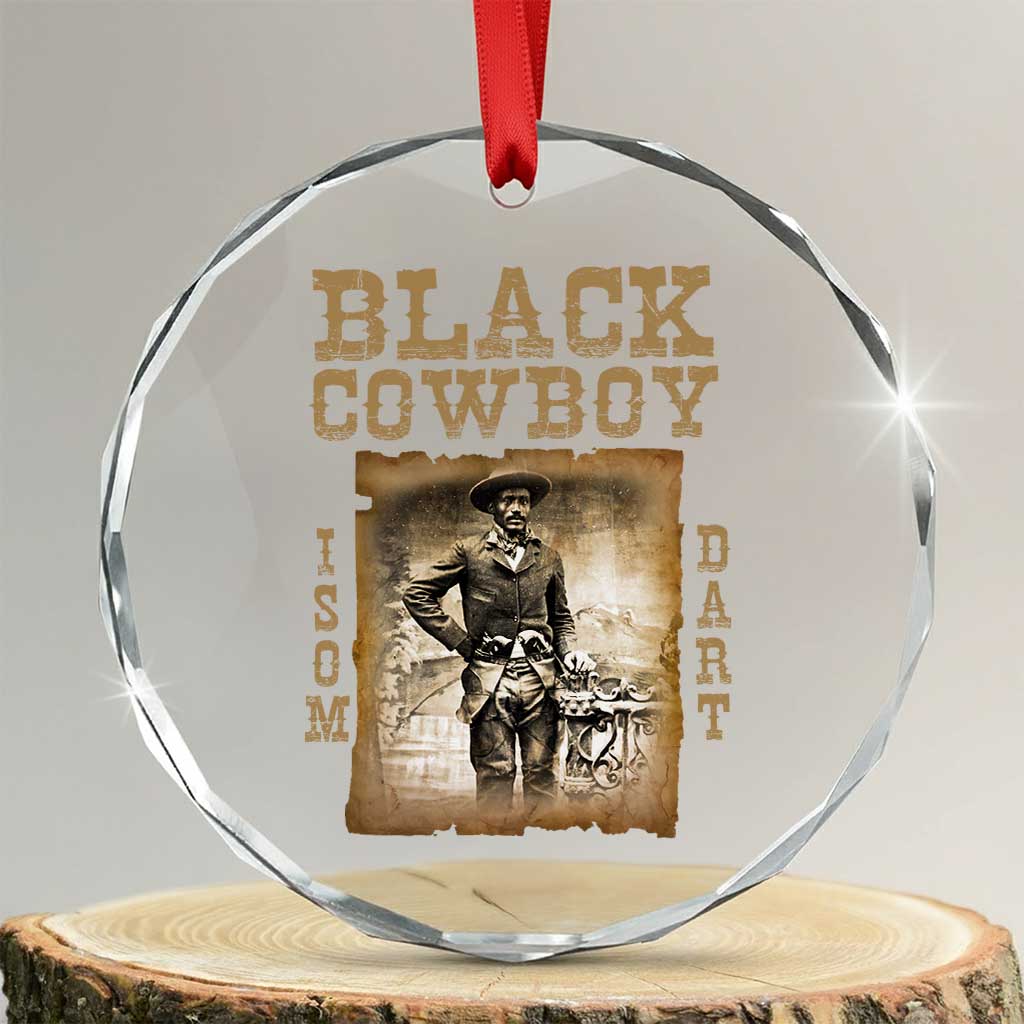 Isom Dart Crystal Glass Ornament Black Cowboy Western Legend Vintage TS02 Transparent Glass 3'' Circle Print Your Wear