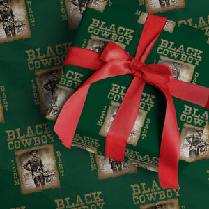 Isom Dart Wrapping Paper Roll Black Cowboy Western Legend Vintage TS02 Green Print Your Wear