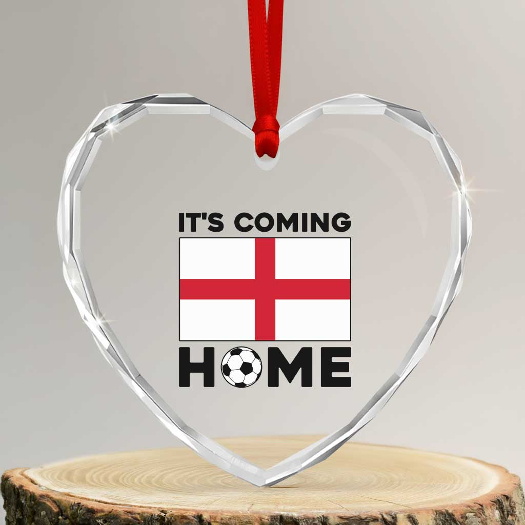 It is Coming Home England Football Flag Heart Crystal Glass Ornament Patriotic Soccer Fans St Georges Cross Heritage Pride