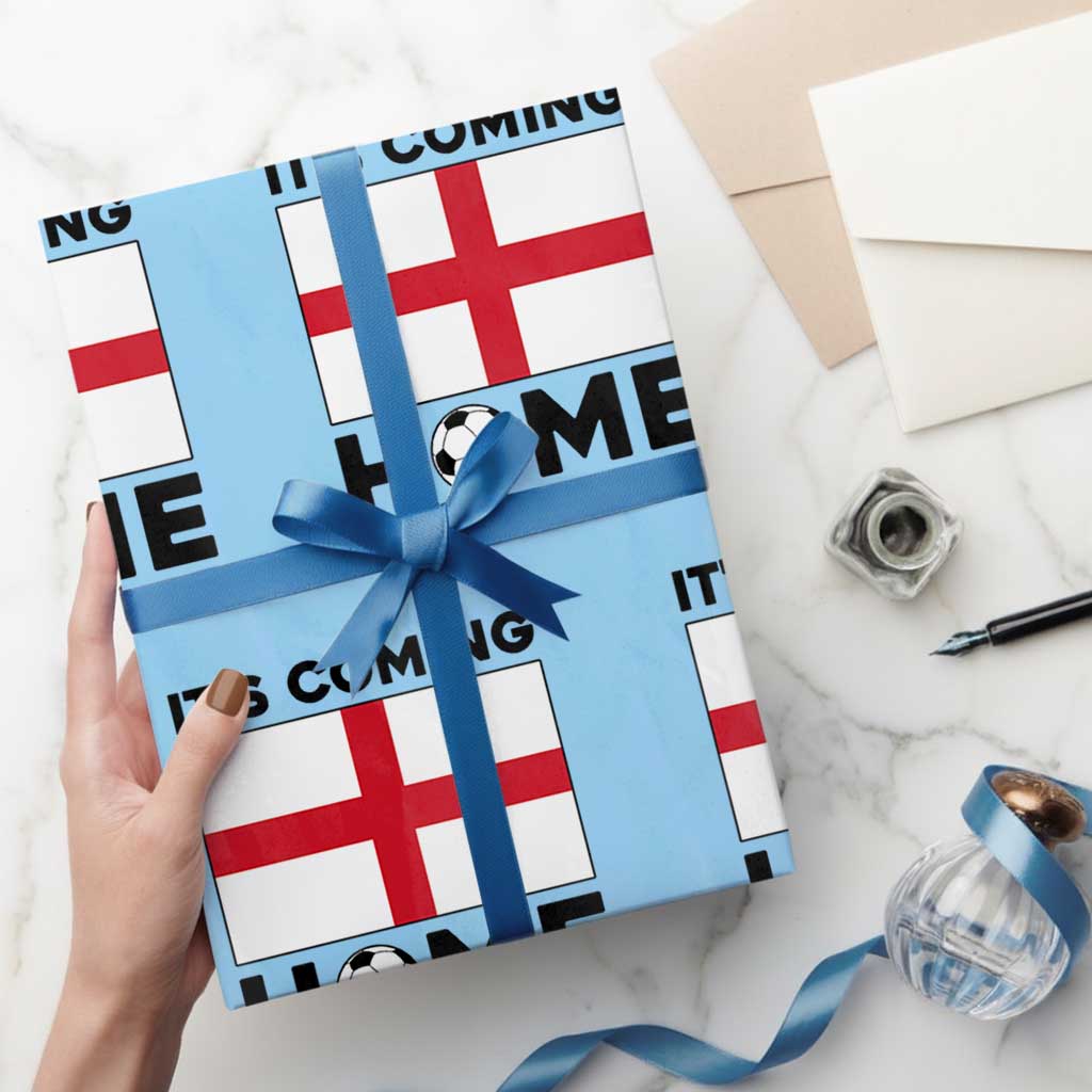 It is Coming Home England Football Flag Wrapping Paper Roll Patriotic Soccer Fans St Georges Cross Heritage Pride