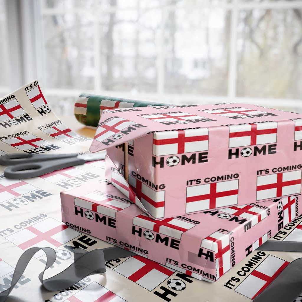 It is Coming Home England Football Flag Wrapping Paper Roll Patriotic Soccer Fans St Georges Cross Heritage Pride