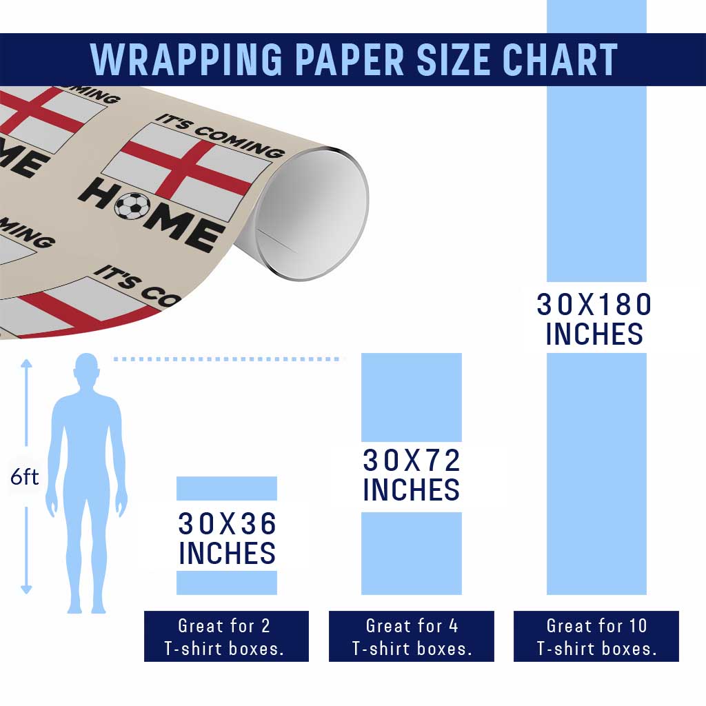 It is Coming Home England Football Flag Wrapping Paper Roll Patriotic Soccer Fans St Georges Cross Heritage Pride