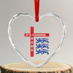 It Is Coming Home England Football Heart Crystal Glass Ornament St George Cross Three Lions