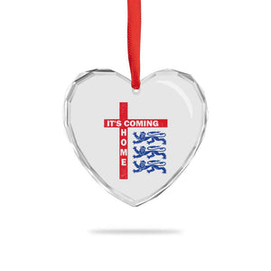 It Is Coming Home England Football Heart Crystal Glass Ornament St George Cross Three Lions