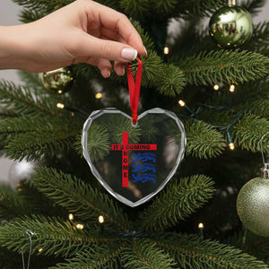It Is Coming Home England Football Heart Crystal Glass Ornament St George Cross Three Lions