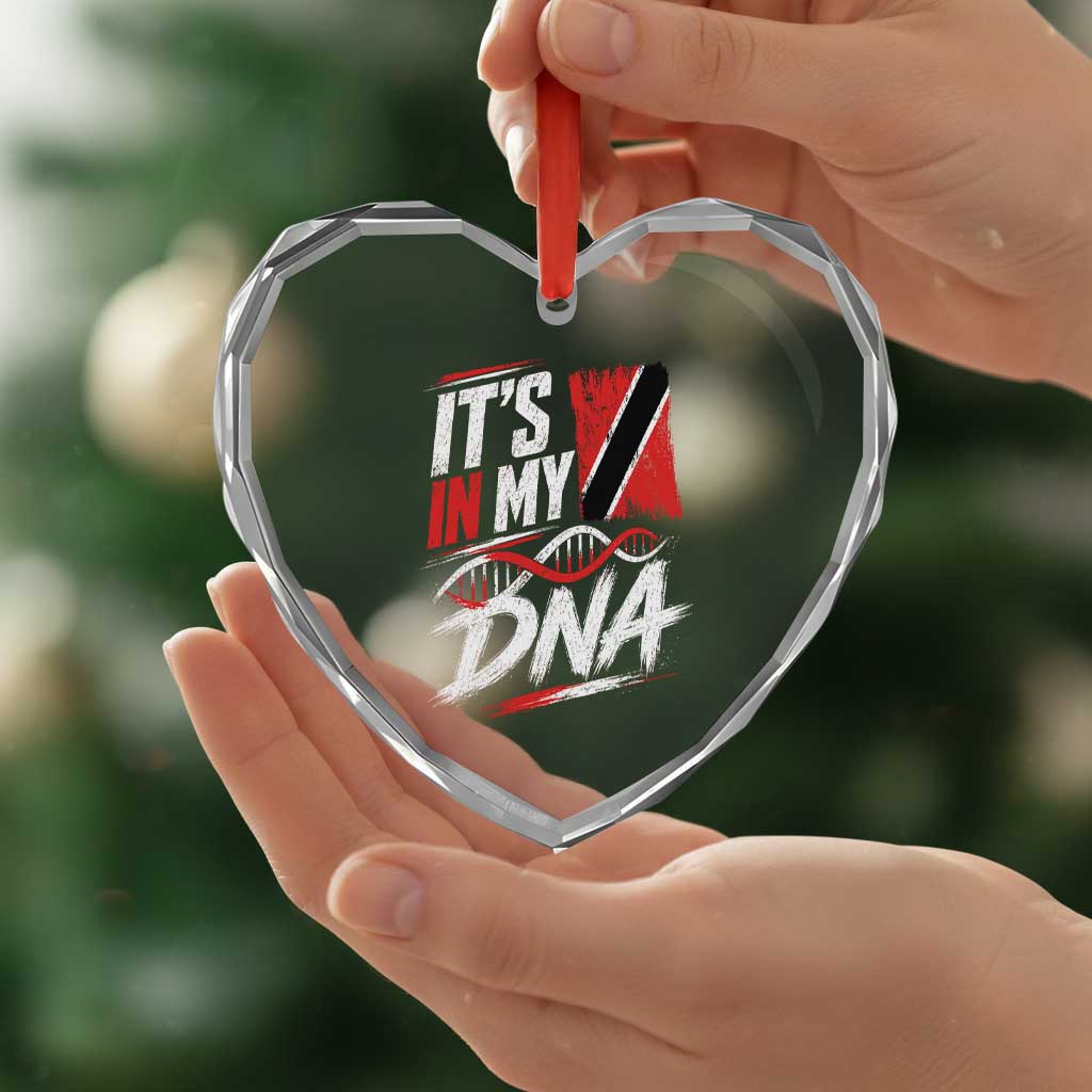 It Is in My DNA Trinidad and Tobago Heart Crystal Glass Ornament Trinidadian Flag Roots