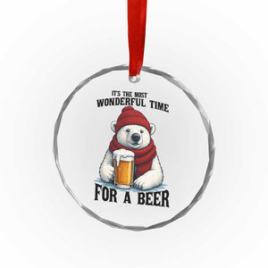 It is The Most Wonderful Time For A Beer Crystal Glass Ornament Funny Polar Bear Drinking Beer TS12 Print Your Wear