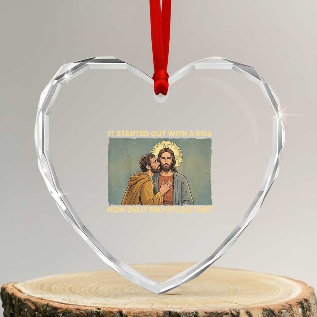 It Started Out With A Kiss Christian Easter Heart Crystal Glass Ornament Judas Betrayal Biblical Scene Faith Reflection Gift TS02 Transparent Glass 3'' Heart Print Your Wear