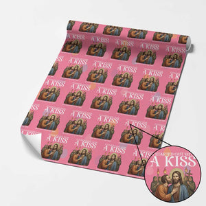 It Started Out With A Kiss Funny Jesus Christian Easter Wrapping Paper Roll Judas Betrayal Jesus Faith Message Biblical Humor TS02 Pink Print Your Wear