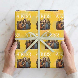 It Started Out With A Kiss Funny Jesus Christian Easter Wrapping Paper Roll Judas Betrayal Jesus Faith Message Biblical Humor TS02 Yellow Print Your Wear