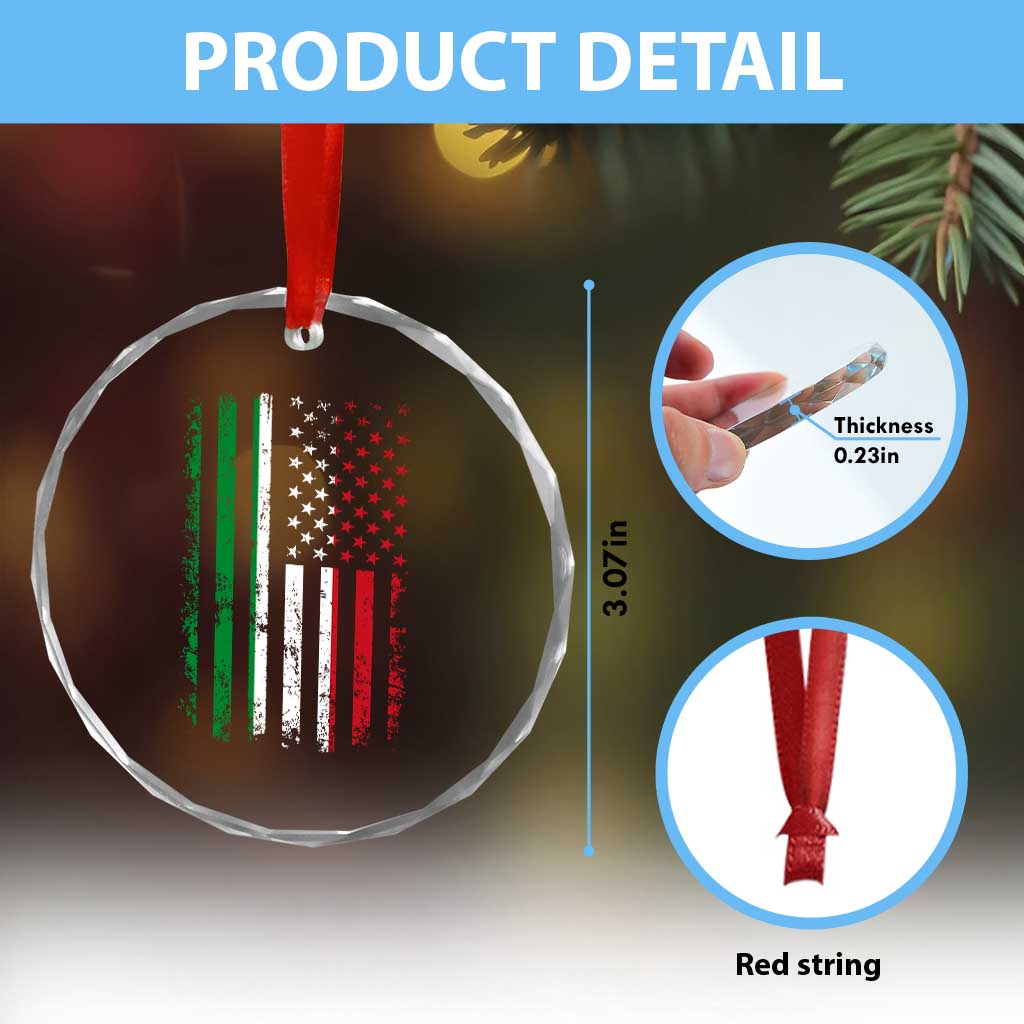 Italian American Flag Crystal Glass Ornament Retro Italian Family Italy Flag TS10 Print Your Wear