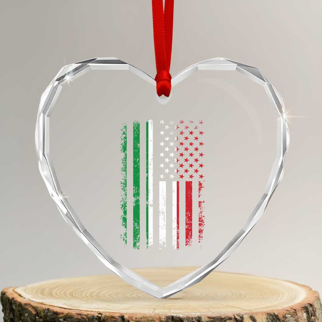 Italian American Flag Heart Crystal Glass Ornament Retro Italian Family Italy Flag TS10 Transparent Glass 3'' Heart Print Your Wear