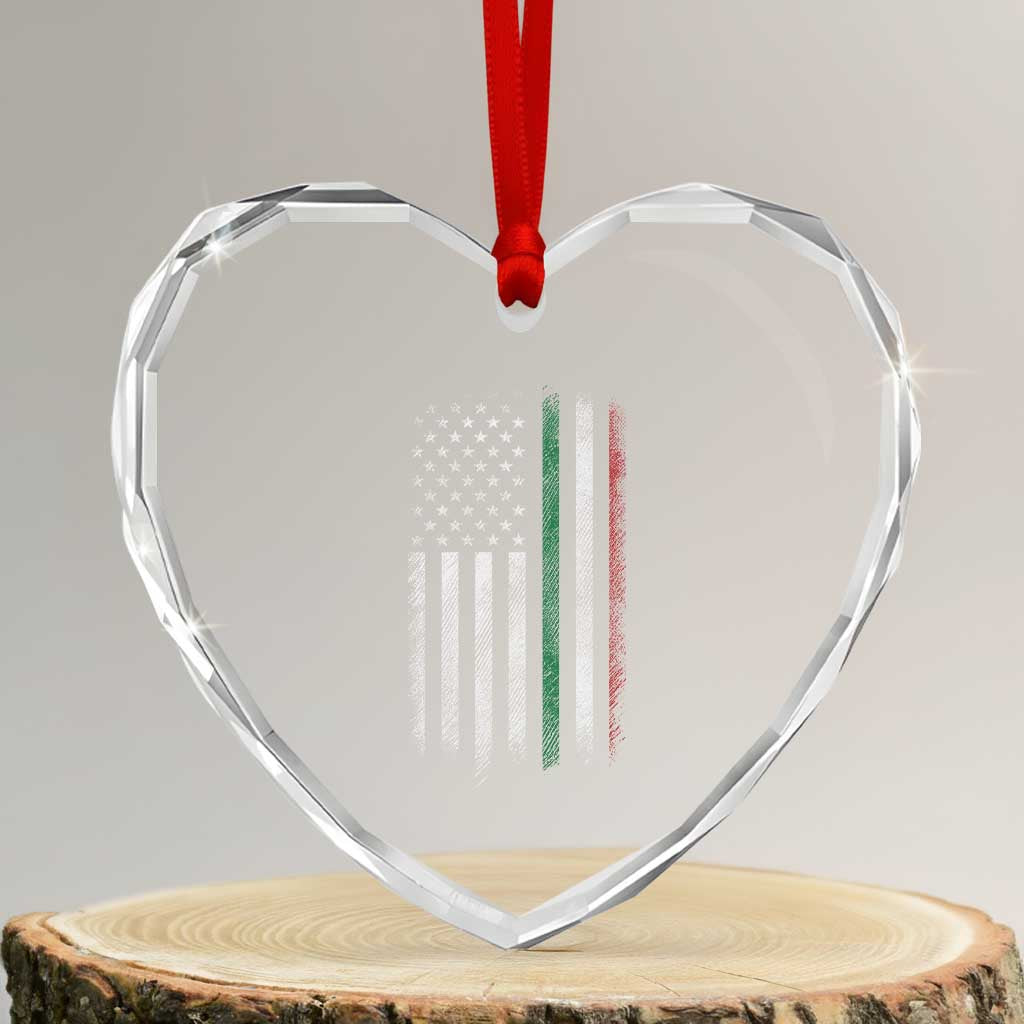 Italian American Flag Heart Crystal Glass Ornament Retro Italy Flag Italian Family TS10 Transparent Glass 3'' Heart Print Your Wear