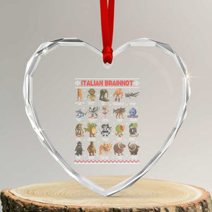 Italian Brainrot Christmas Heart Crystal Glass Ornament Funny Brain Rot Gen-Z Meme TS14 Transparent Glass 3'' Heart Print Your Wear