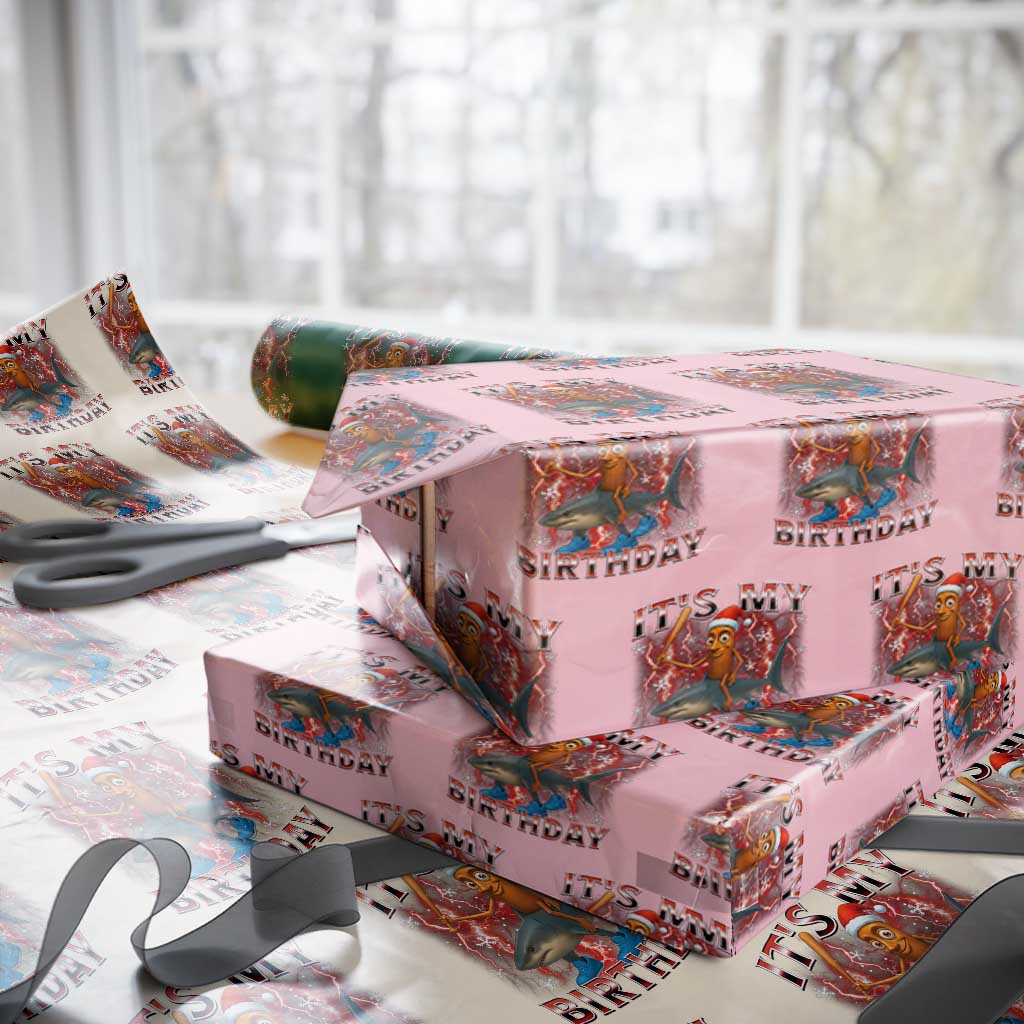 Italian Brainrot Christmas Meme Wrapping Paper Roll It Is My Birthday TS14 Light Pink Print Your Wear