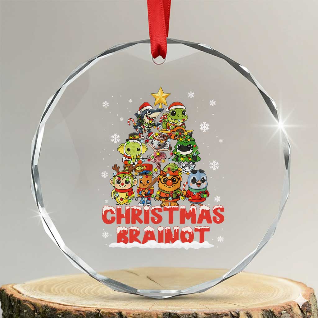 Italian Brainrot Christmas Tree Meme Crystal Glass Ornament TS14 Transparent Glass 3'' Circle Print Your Wear
