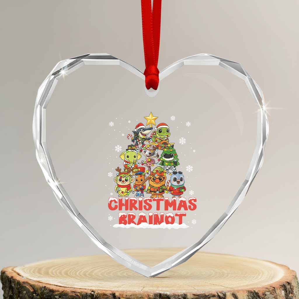 Italian Brainrot Christmas Tree Meme Heart Crystal Glass Ornament TS14 Transparent Glass 3'' Heart Print Your Wear
