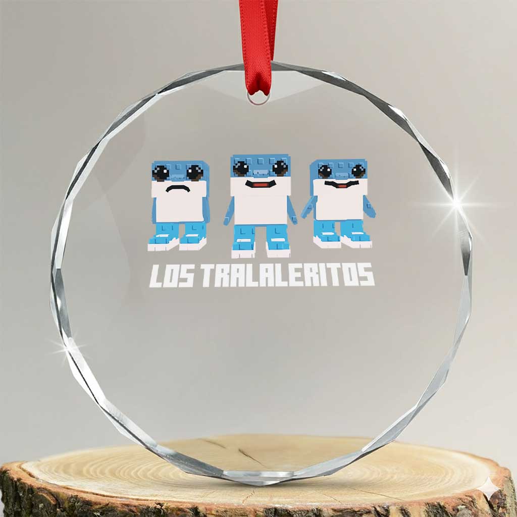 Italian Brainrot Meme Shark Crystal Glass Ornament Tralalero Tralala Los Tralaleritos Funny Animals TS10 Transparent Glass 3'' Circle Print Your Wear
