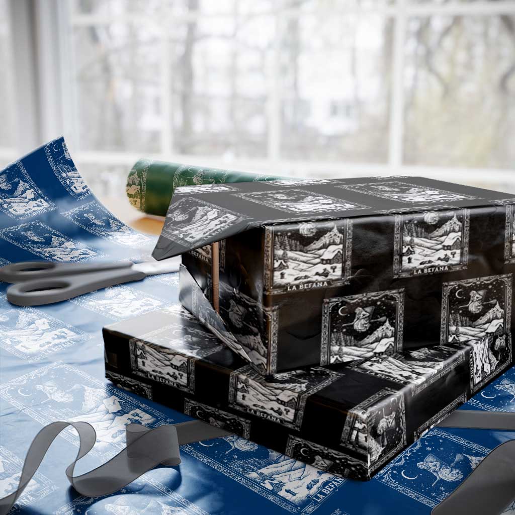Italian Christmas La Befana Wrapping Paper Roll Buon Befana Folklore Xmas Witch TS11 Black Print Your Wear