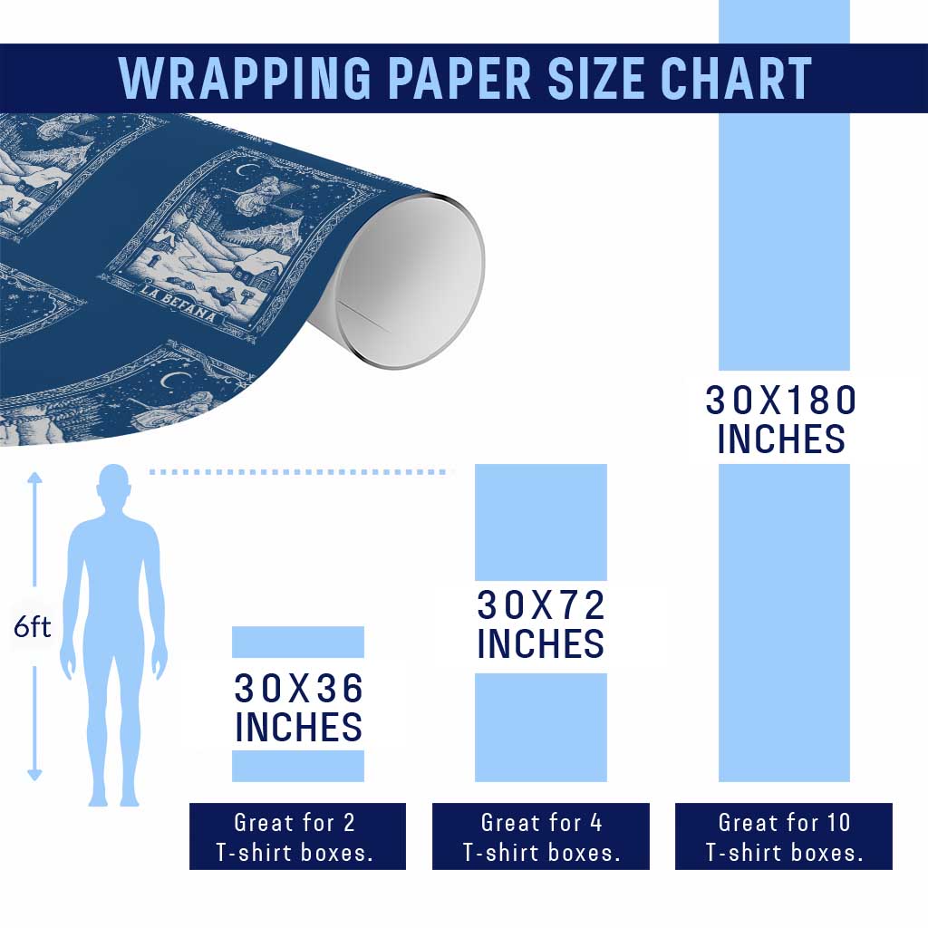 Italian Christmas La Befana Wrapping Paper Roll Buon Befana Folklore Xmas Witch TS11 Print Your Wear