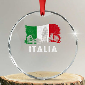 Italian Flag Crystal Glass Ornament Distressed Style Pisa Tower Colosseum Classic Scooter TS10 Transparent Glass 3'' Circle Print Your Wear