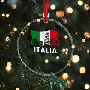 Italian Flag Crystal Glass Ornament Distressed Style Pisa Tower Colosseum Classic Scooter TS10 Print Your Wear
