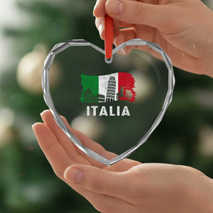 Italian Flag Heart Crystal Glass Ornament Distressed Style Pisa Tower Colosseum Classic Scooter TS10 Print Your Wear