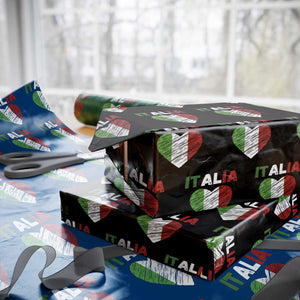 Italian Flag Heart Wrapping Paper Roll Retro Vintage Italia Graphic