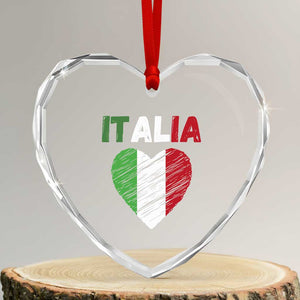 Italian Flag Heart Heart Crystal Glass Ornament Retro Vintage Italia Graphic