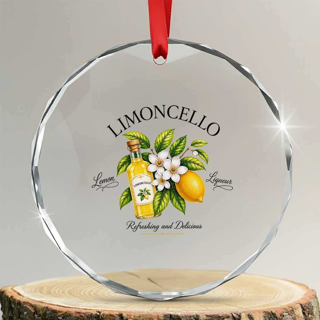 Italian Summer Limoncello Lemon Liqueur Amalfi Italy Crystal Glass Ornament TS11 Transparent Glass 3'' Circle Print Your Wear