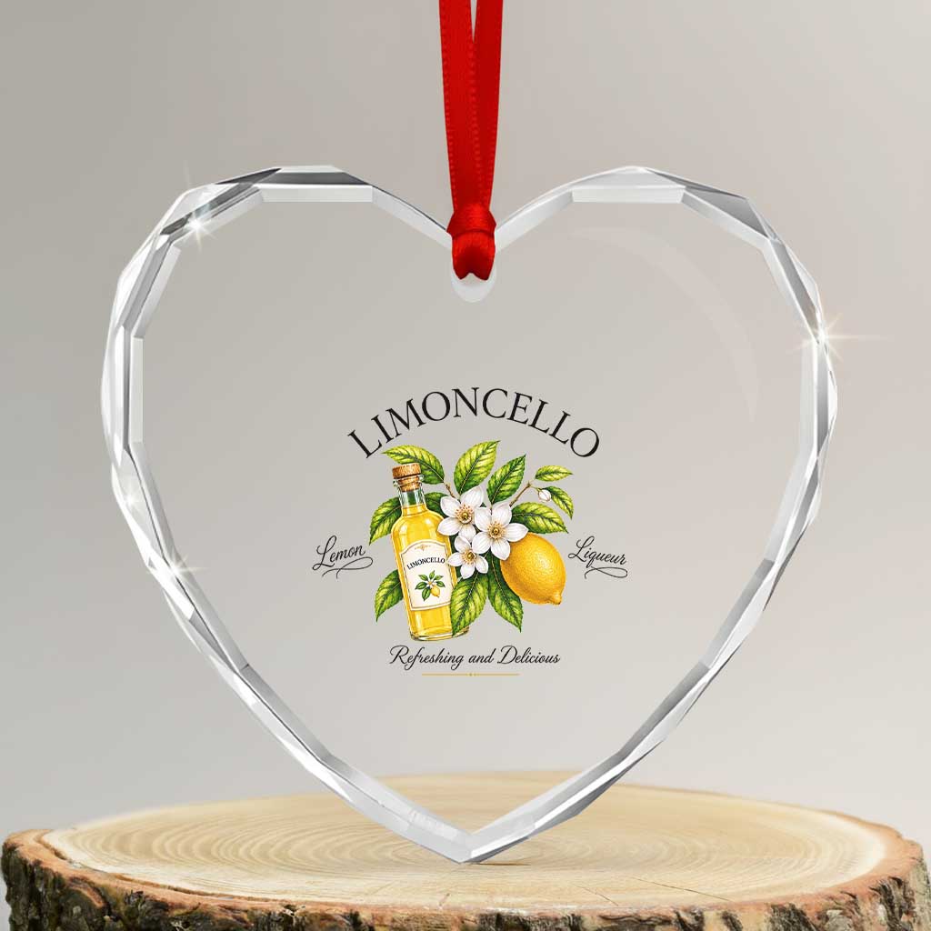 Italian Summer Limoncello Lemon Liqueur Amalfi Italy Heart Crystal Glass Ornament TS11 Transparent Glass 3'' Heart Print Your Wear