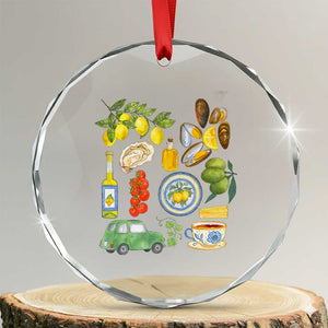 Italian Summer Scrapbook Crystal Glass Ornament Limoncello Seafood Coastal Italy La Dolce Vita TS02 Transparent Glass 3'' Circle Print Your Wear