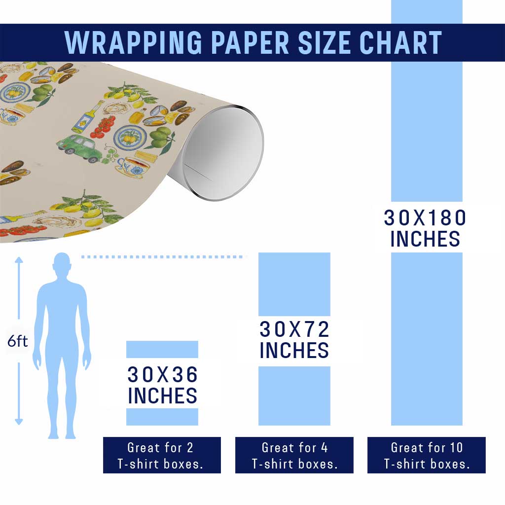 Italian Summer Scrapbook Wrapping Paper Roll Limoncello Seafood Coastal Italy La Dolce Vita TS02 Print Your Wear