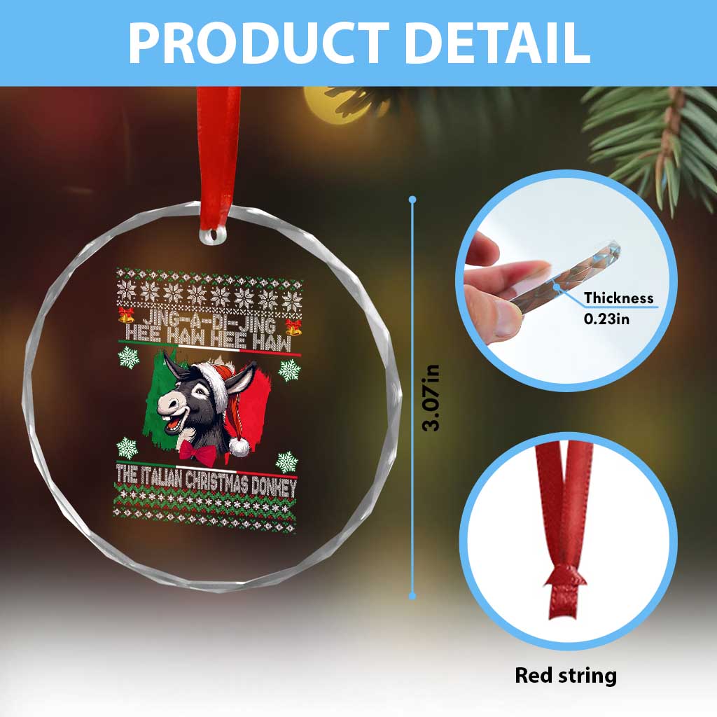 Italian Xmas Donkey Crystal Glass Ornament Funny Jing A Di Jing Hee Haw Italy Flag TS02 Print Your Wear