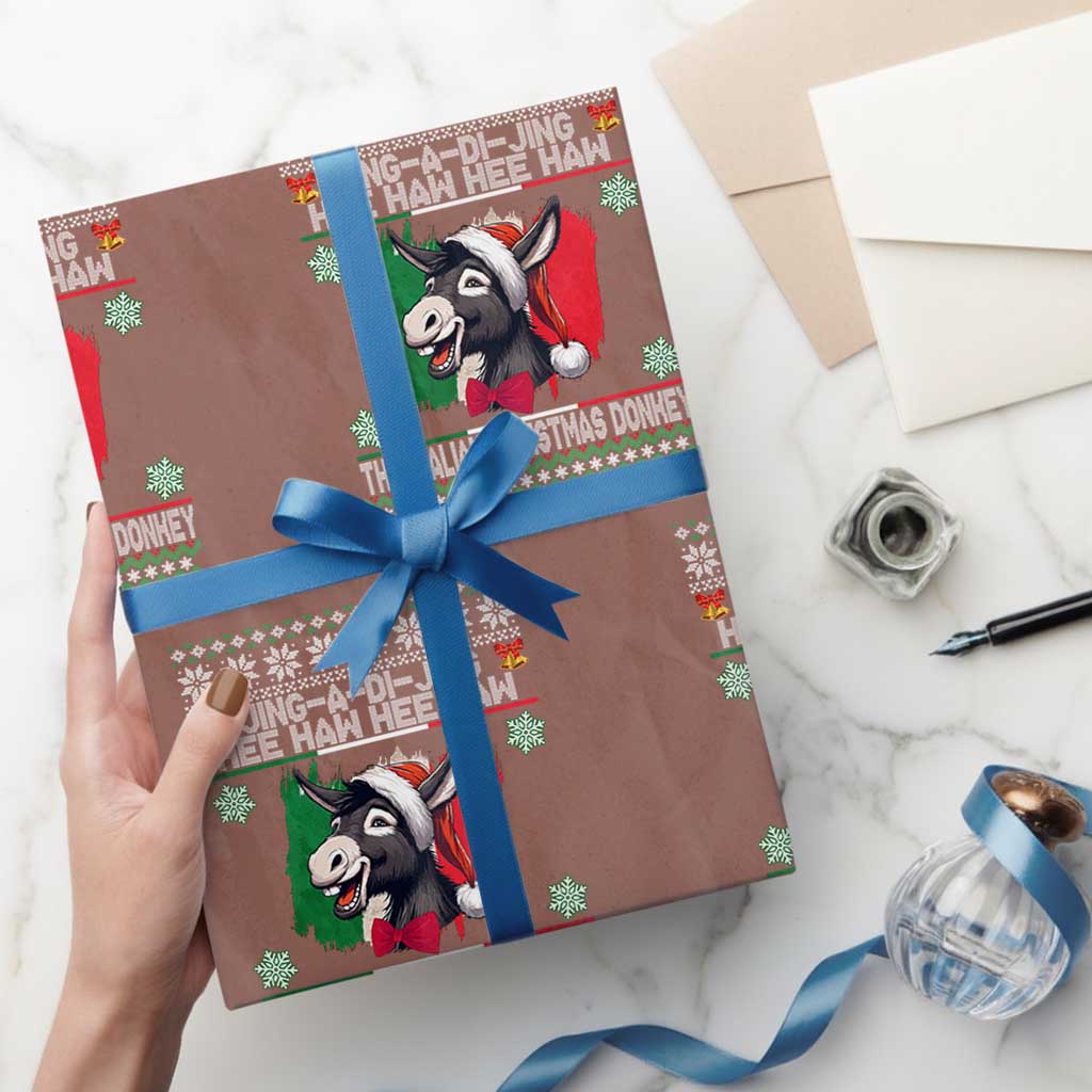 Italian Xmas Donkey Wrapping Paper Roll Funny Jing A Di Jing Hee Haw Italy Flag TS02 Mocha Print Your Wear